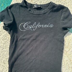 Forever 21 Black Kids Tee with Rhinestone California Design